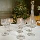 Set of 7 old etched glass stemware