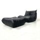 Set of French Togo lounge chair and ottoman in black leather attributed to Michel Ducaroy for Ligne Roset, 1970s