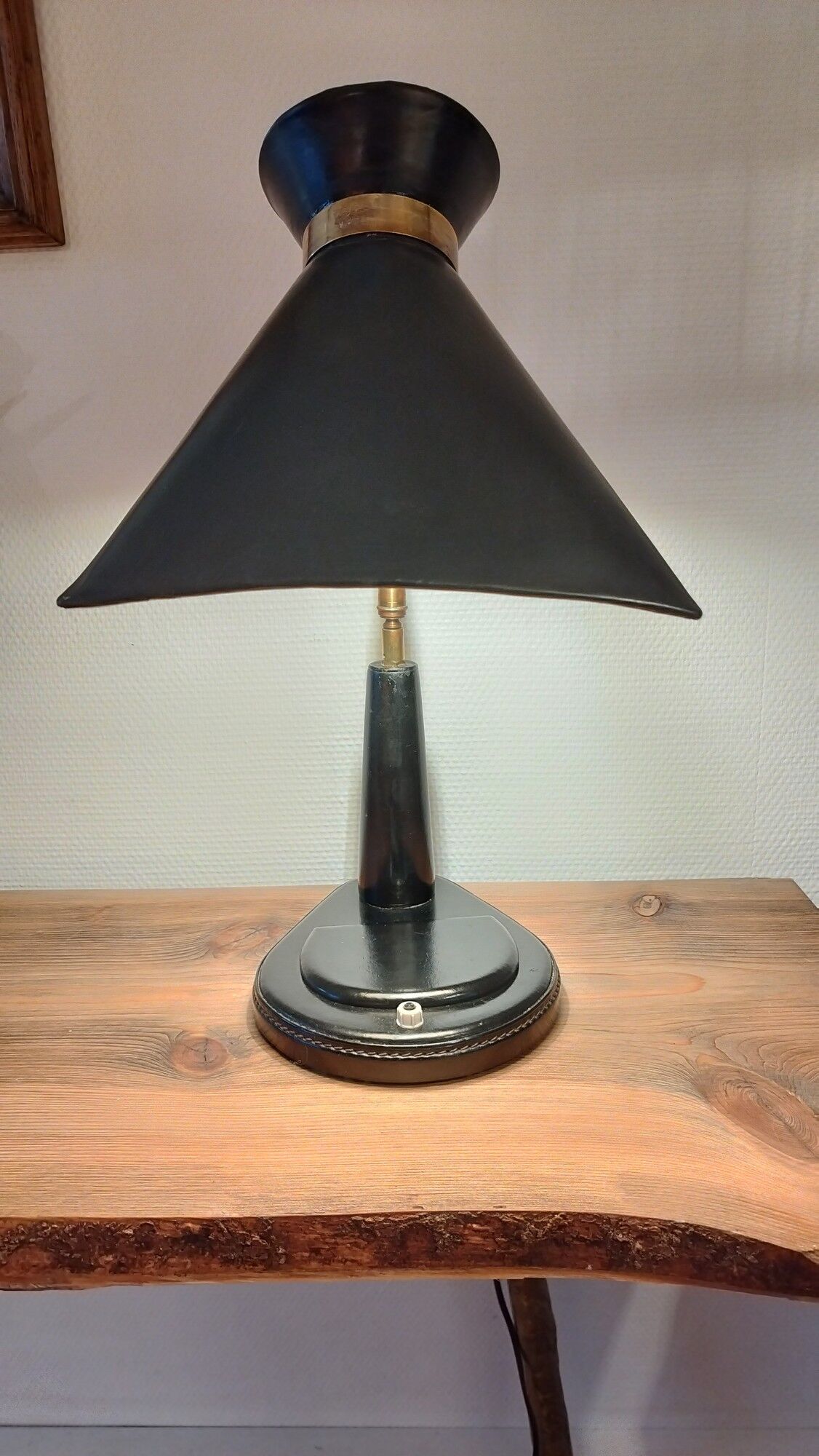 Leather-wrapped Lancel lamp