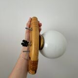 Rattan and opaline wall light