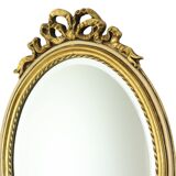 Oval Gold Leaf Gilded Mirror Classic Facet France 52cm