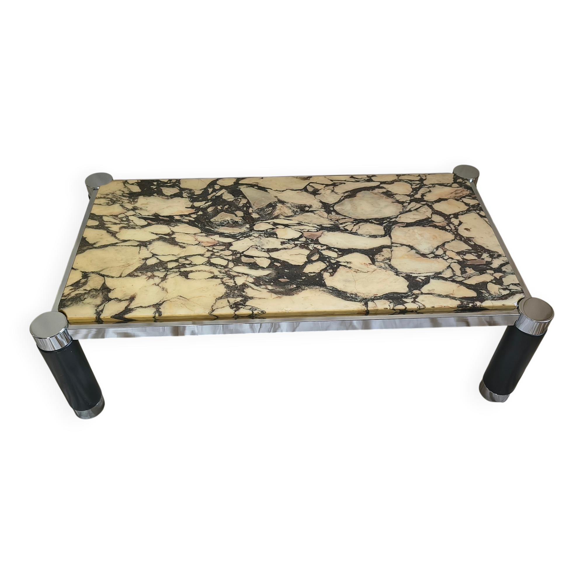 Table basse marbre de Calacatta fin 1970
