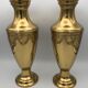 Pair of golden brass vases with floral frieze pattern 27.5 cm