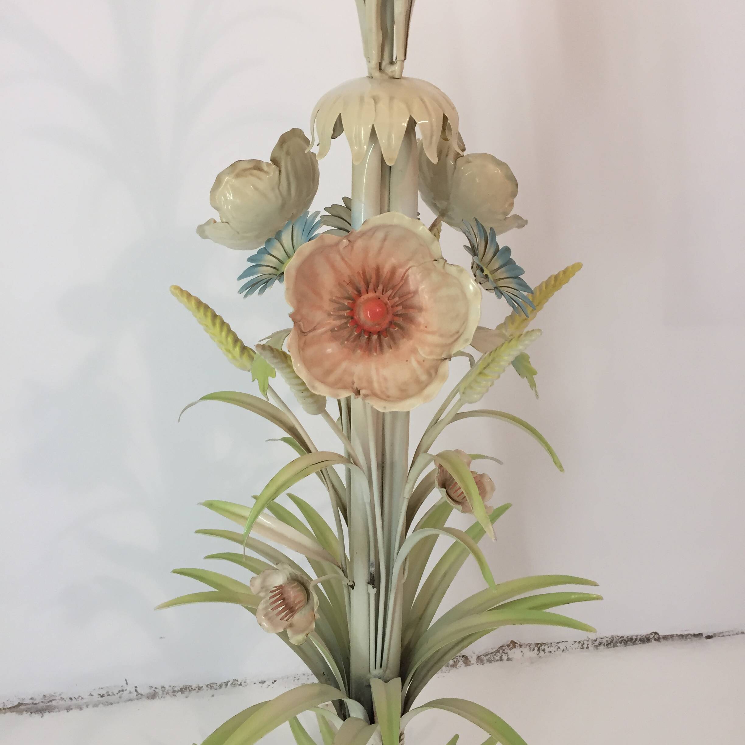 Flower Bouquet Pastel Floor Lamp 1960s Vintage Italian Sheaf Of Wheat Midcentury