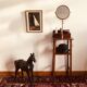 English barbier at the end of the 19th century. Mahogany and brass. Normal and magnifying mirror