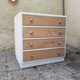 Large chest of drawers vintage wood white year 50