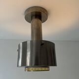 Vintage modernist chandelier, chrome metal, France 1940s