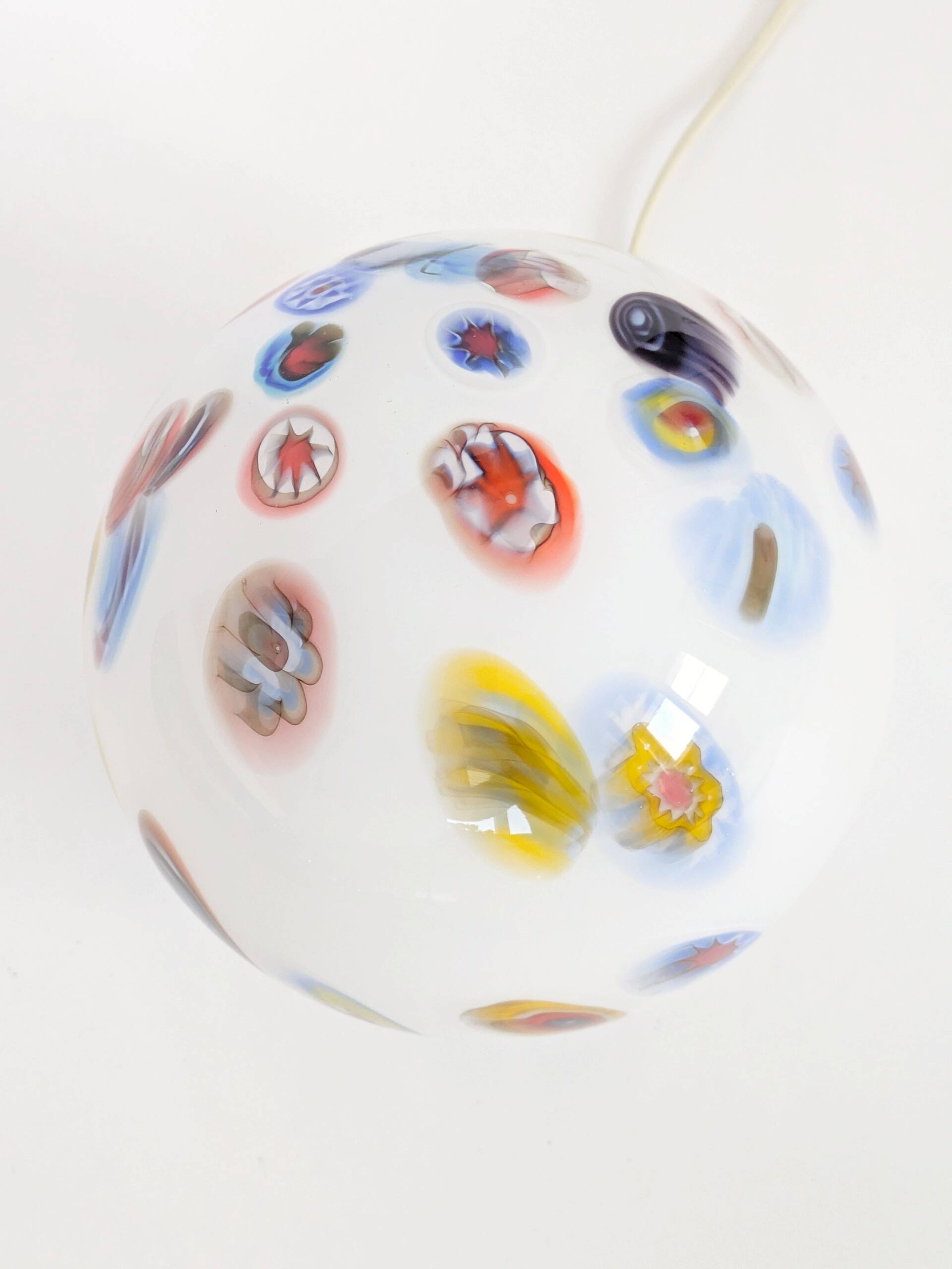 Vintage glass globe table lamp in millefiori style, 1990s.