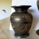 Pair vintage Oriental etched brass vases