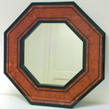 Octagonal wooden mirror by Jean-Claude Mahey