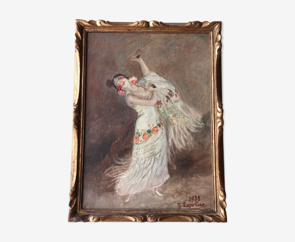Tableau, peinture à l'huile: danseuse espagnole, années 30