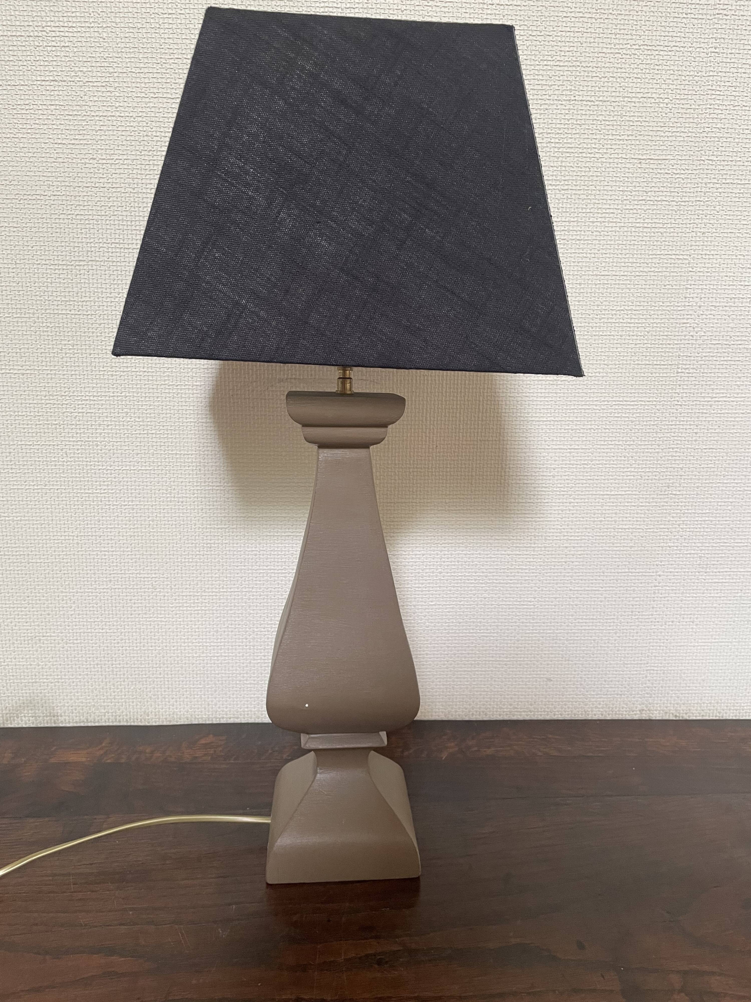 Turned wood lamp
