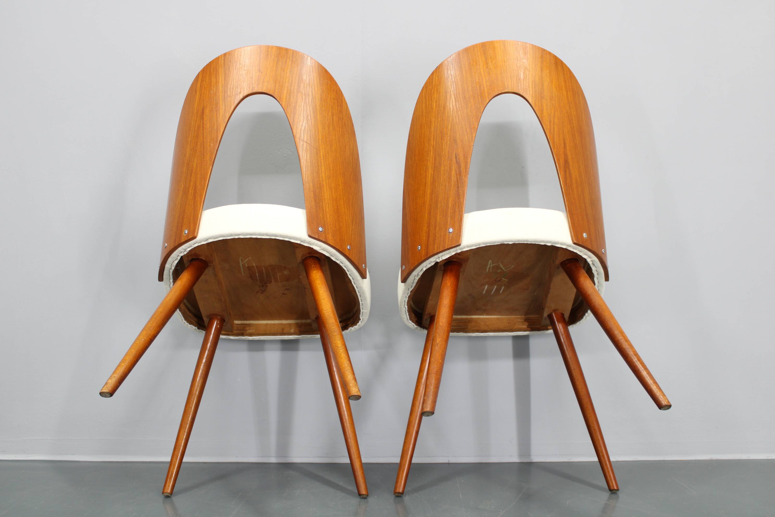 1960s Antonin Suman Pair of Restored Chairs in Walnut Finish