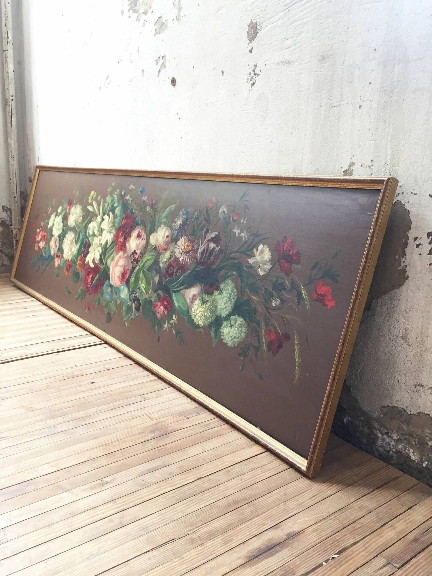 Peinture à l’huile sur bois XIXème format XXL