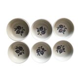 6 hollow plates sandstone earthenware of Saint Amand floral decoration Sologne