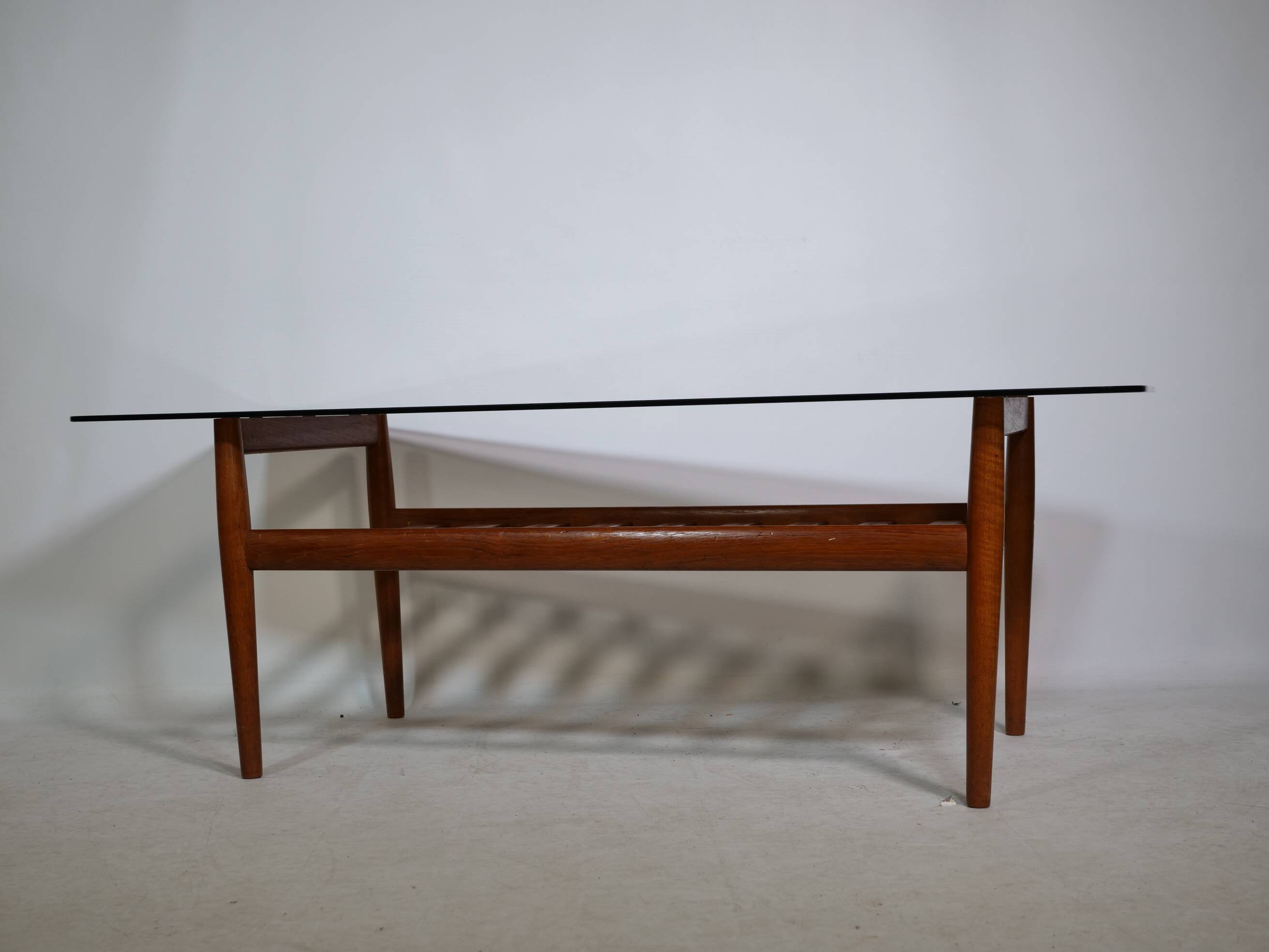 Mid-Century Design Teak Coffee Table with Smoked Glass by Möbel Mann, 1960s