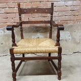 Vintage armchair in ash and cane