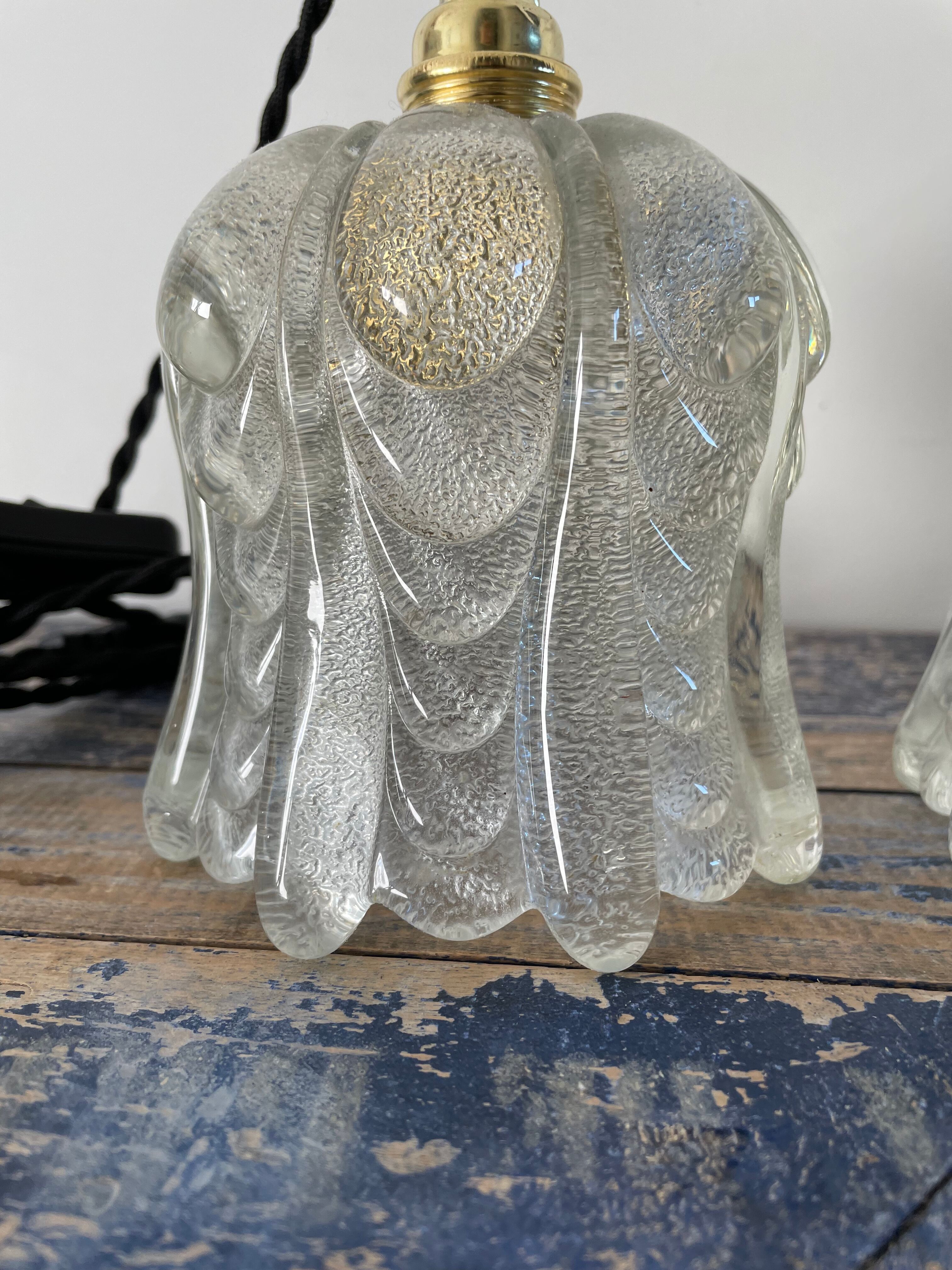 Set of two vintage electric chiseled glass handhelds