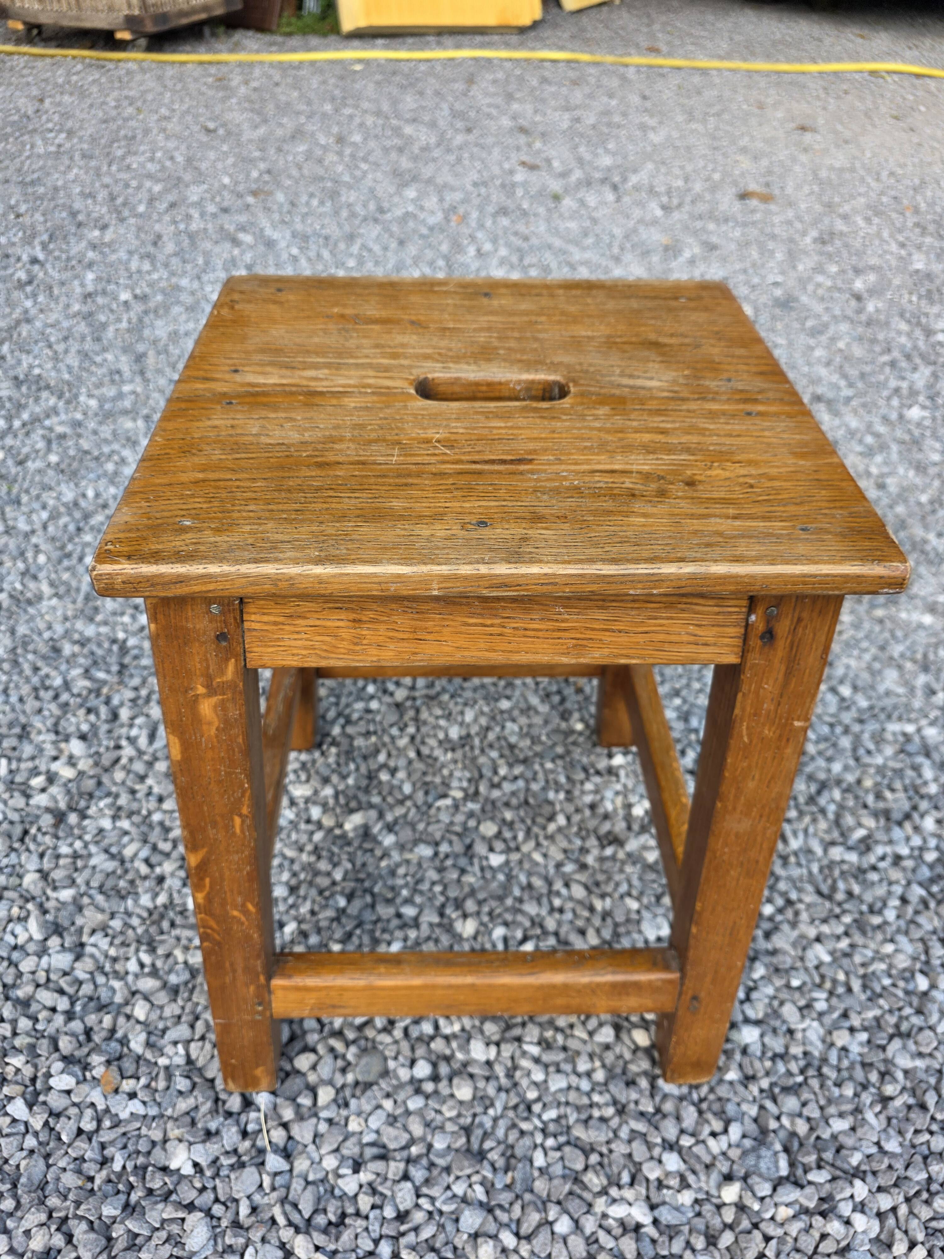Pair of low stools in solid oak
