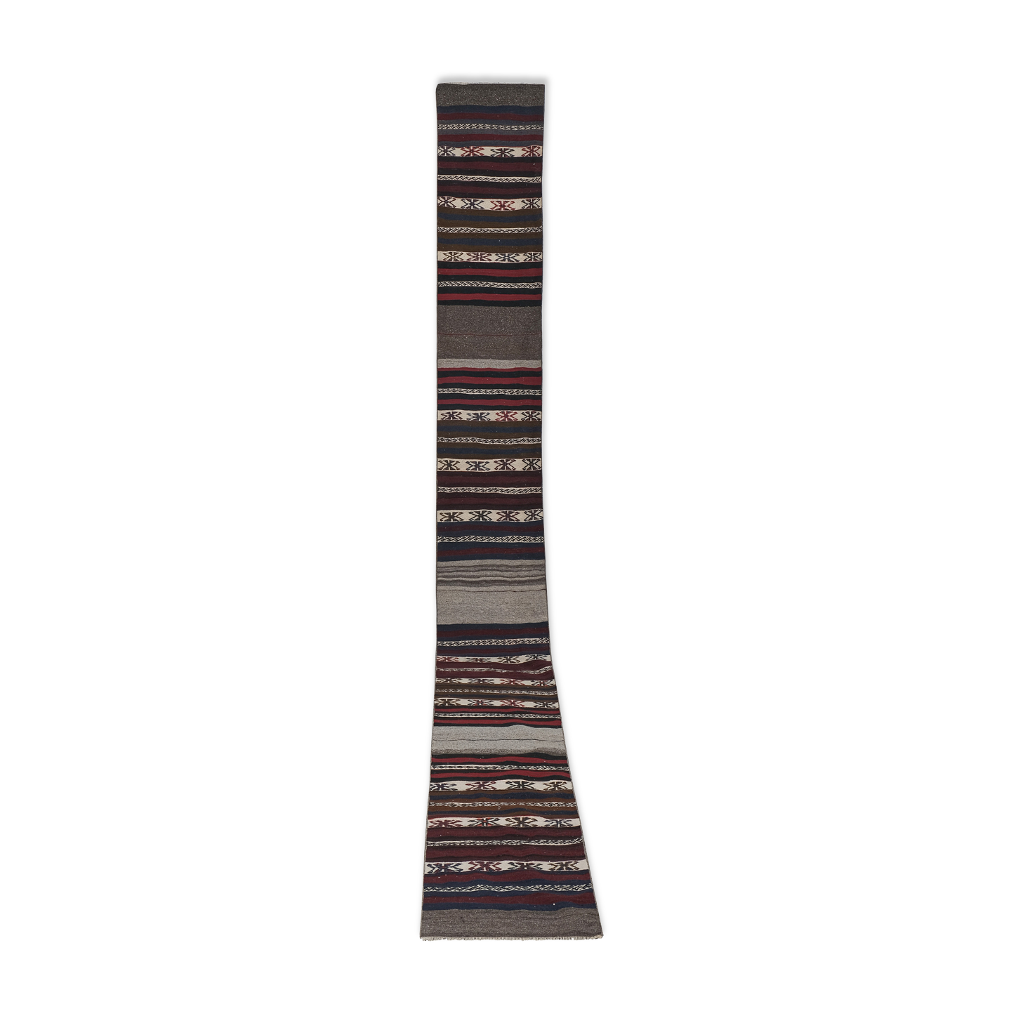Early 20th Century Gabbeh Stair Kilim Runner with Horizontal Stripe