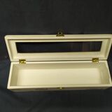 Glass-enclosed wood box or other deco storage patinated City of Paris brocanteespritdantan