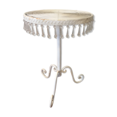Metal side table with charms