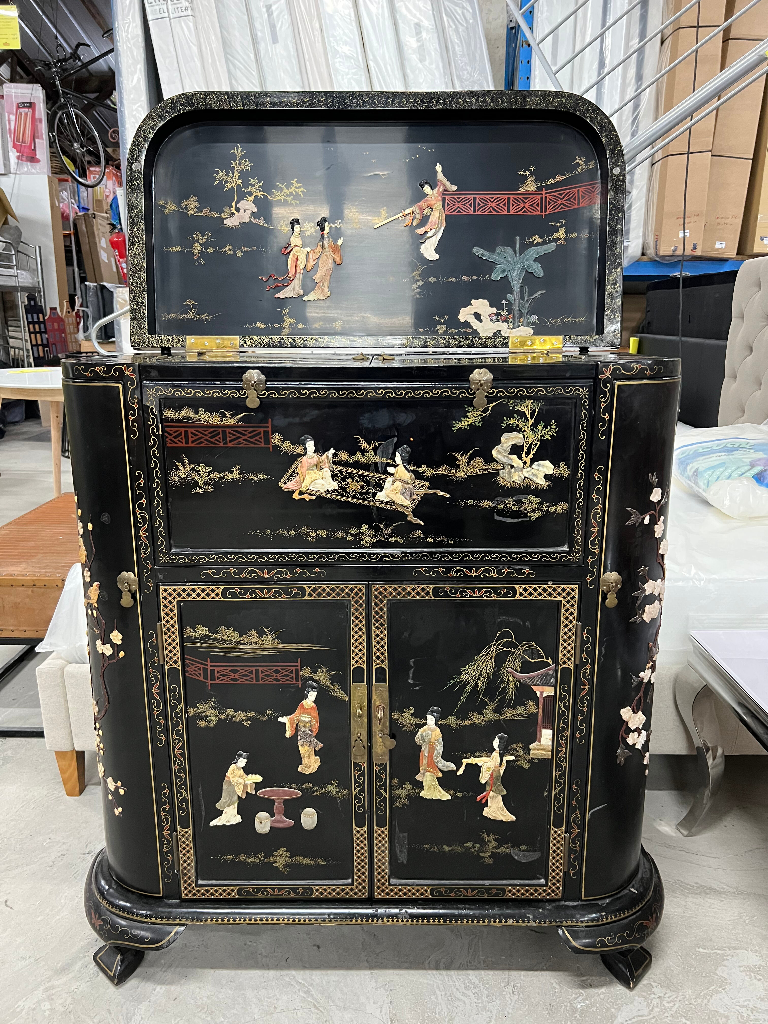 Chinese furniture black lacquered bar