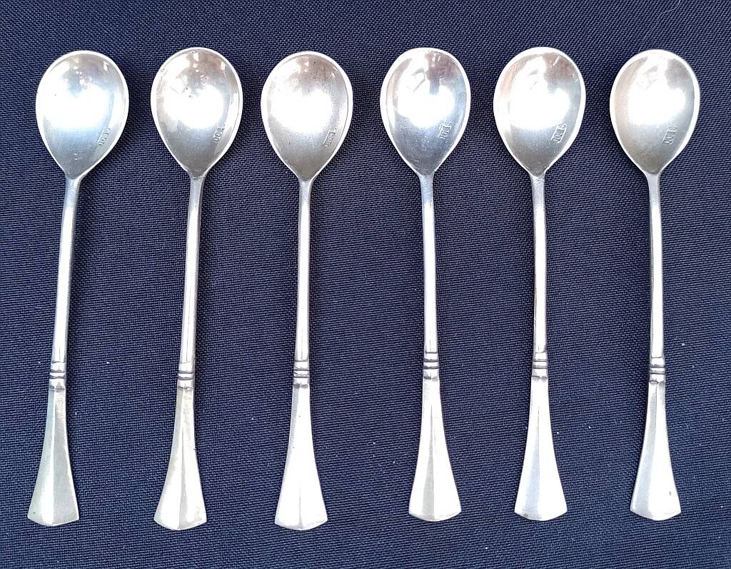 Art Deco 800 Silver Teaspoon Demitasse Marked Set of 6