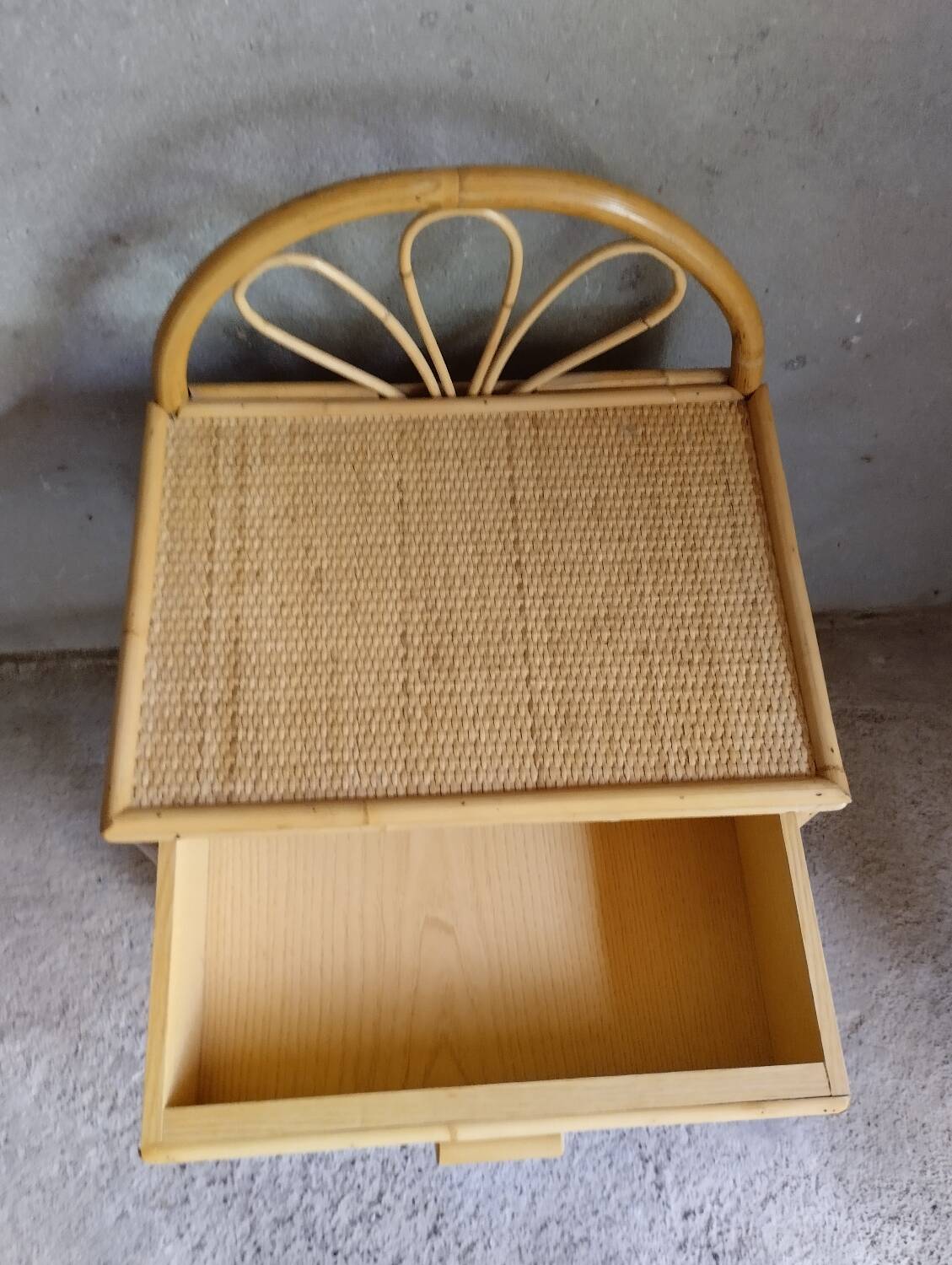 Pair of rattan bedside tables