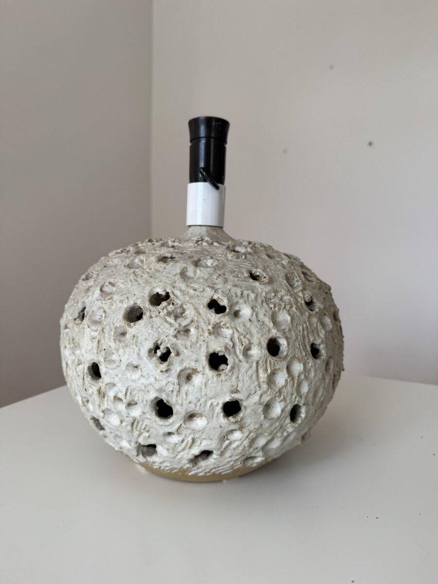 Large mid-century Danish brutalist ceramic table lamp in the style of Sejer, 1960s