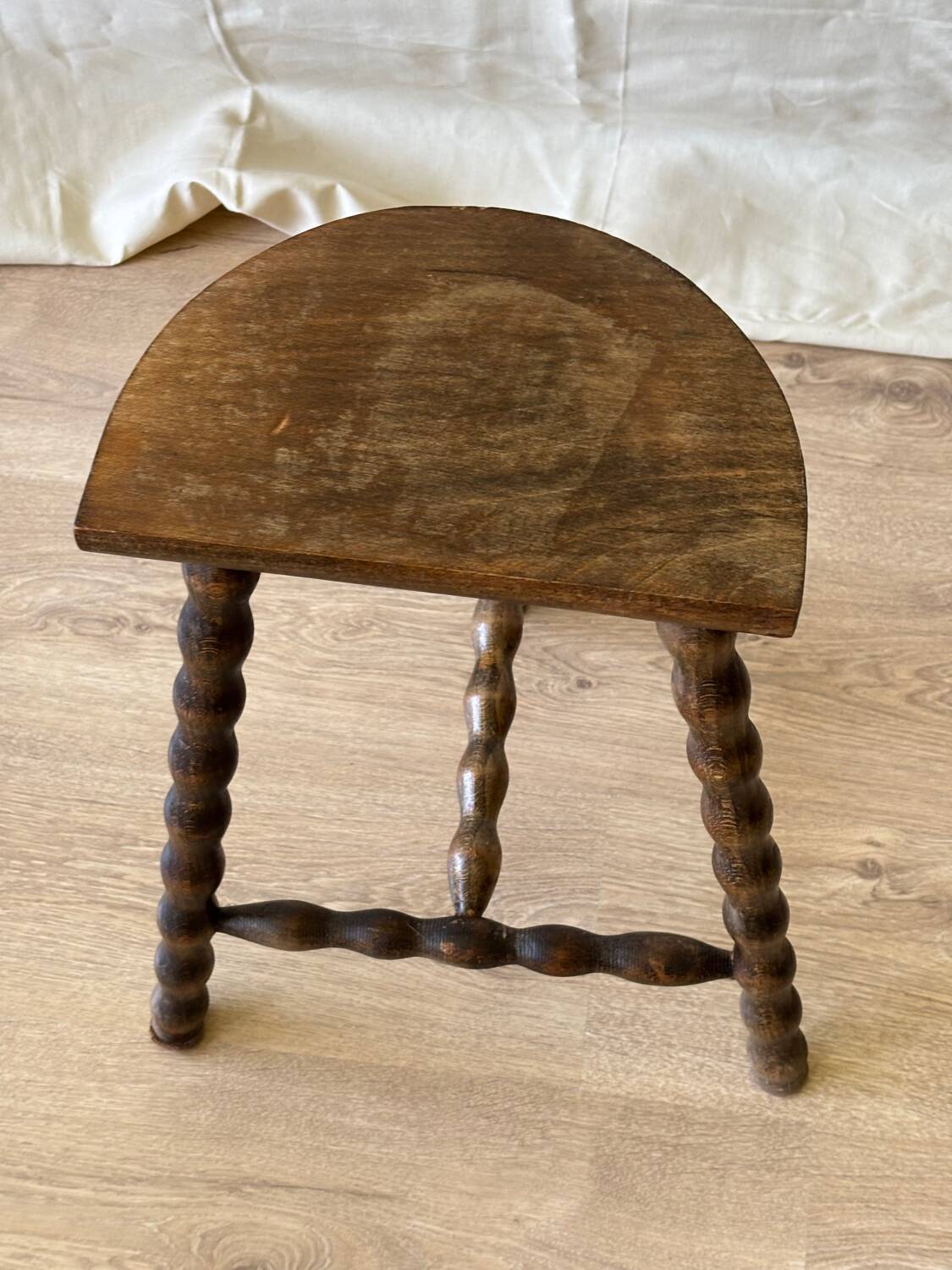 Turned wooden tripod stool 1950
