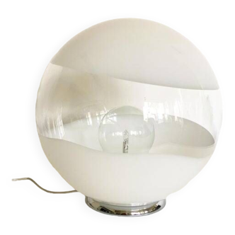 Contemporary scenographic murano white murano glass table lamp in 70's style