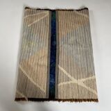 Abstract scandinavian multicolor high pile rya rug carpet, sweden, 1960s