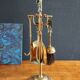Vintage Brass Fireplace Tools Cat Decor