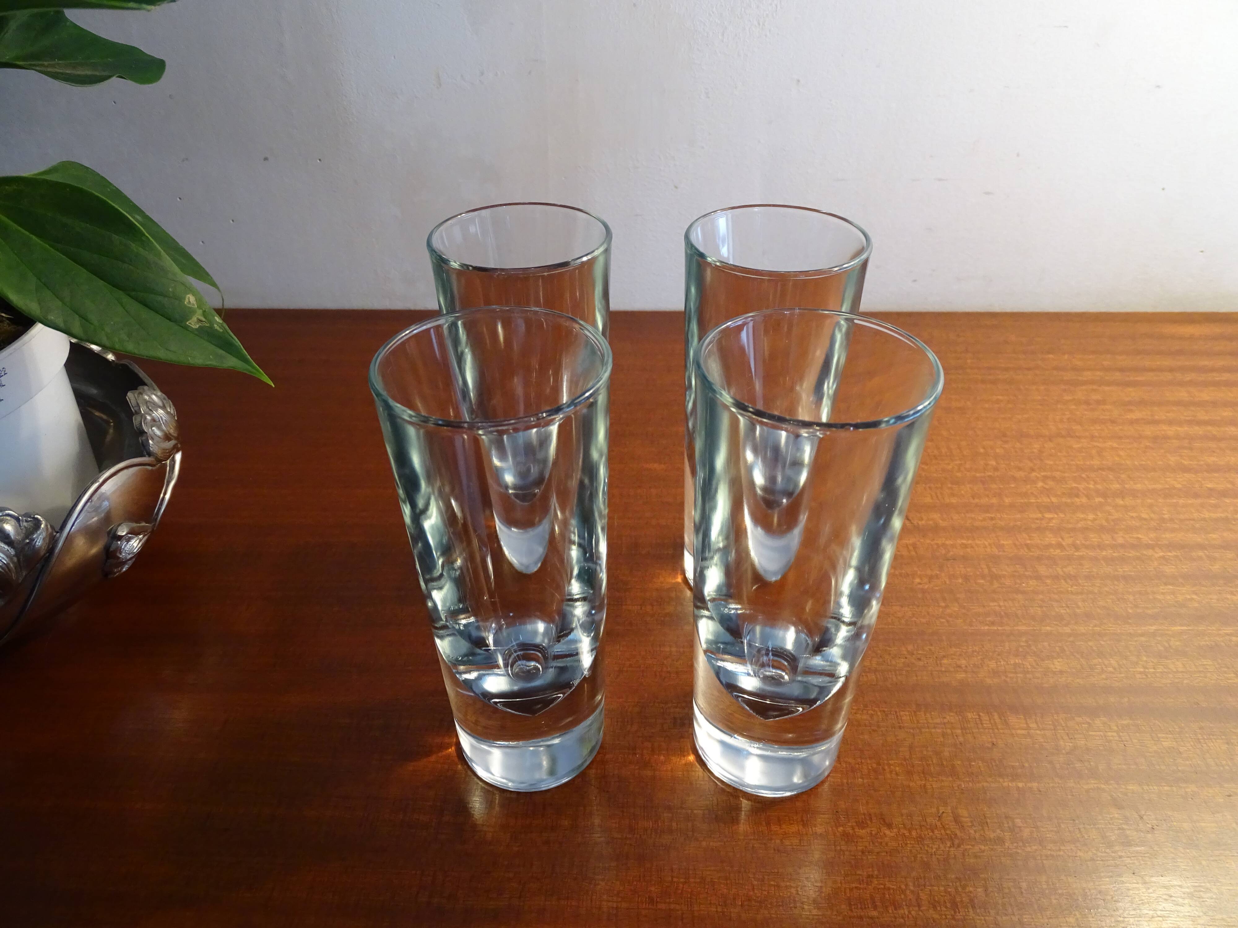 4 high glasses Heavy bullet glass Carlo Moretti Italy 1980 signed