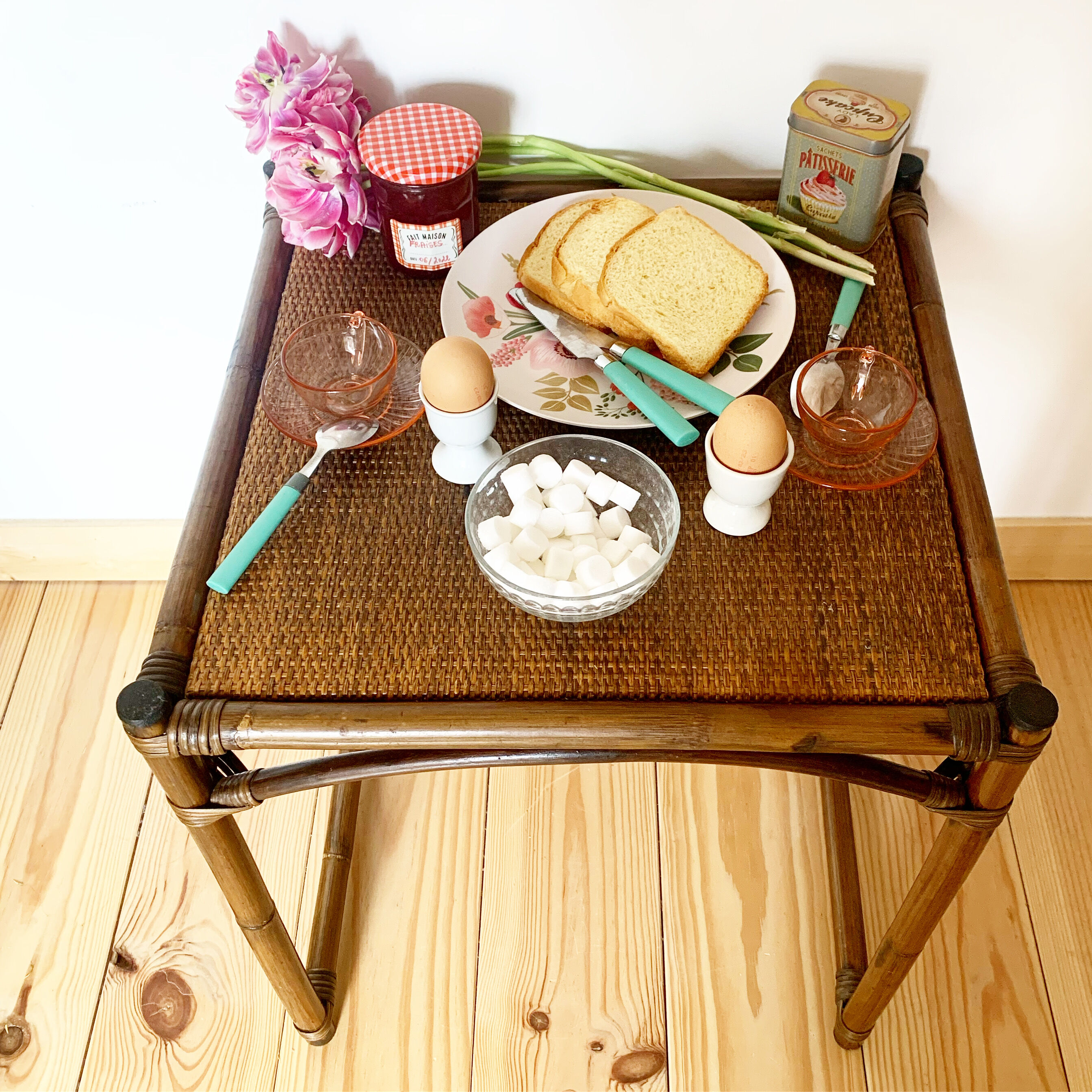 Vintage rattan coffee table