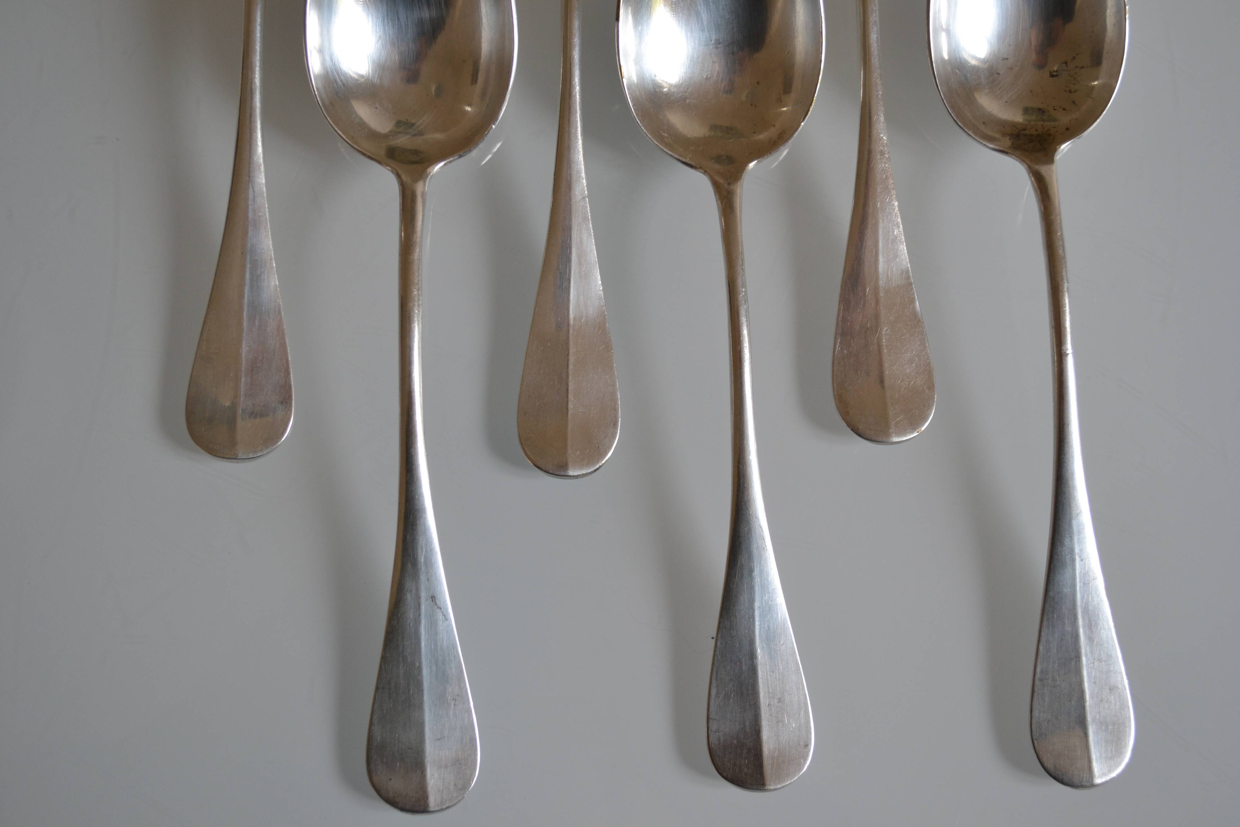 6 silver plated soup spoons P de Ruolz silver plated soup spoons 21.8 cm