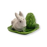 Salt & pepper shakers – Rabbit and cabbage leaf