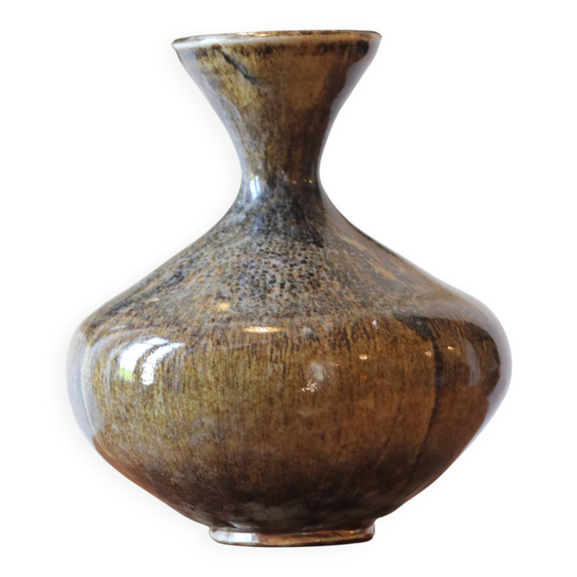 Vase en grès émaillé signé par le céramiste français Yves Rybczynski,