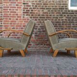 Pair of armchairs by Jindrich Halabala for Thonet 1950. Art deco