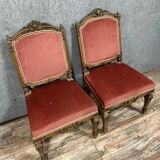 Important pair of Renaissance style chairs in carved wood