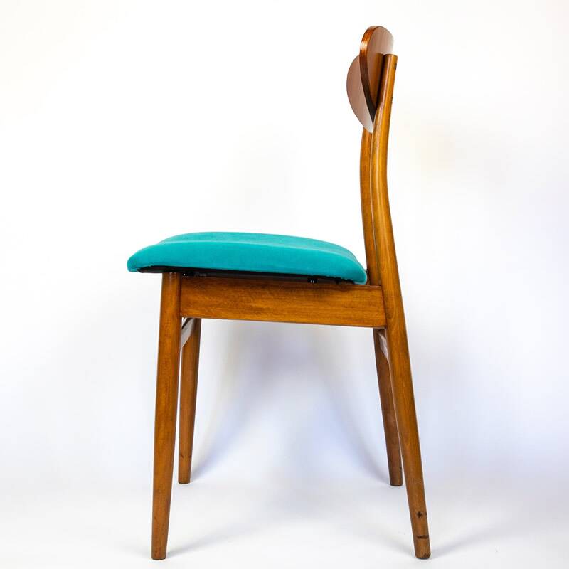 Blue wooden dining chairs, Italy 1950s