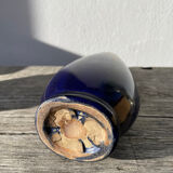 Belgian vase in blue and beige flamed stoneware