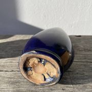 Belgian vase in blue and beige flamed stoneware