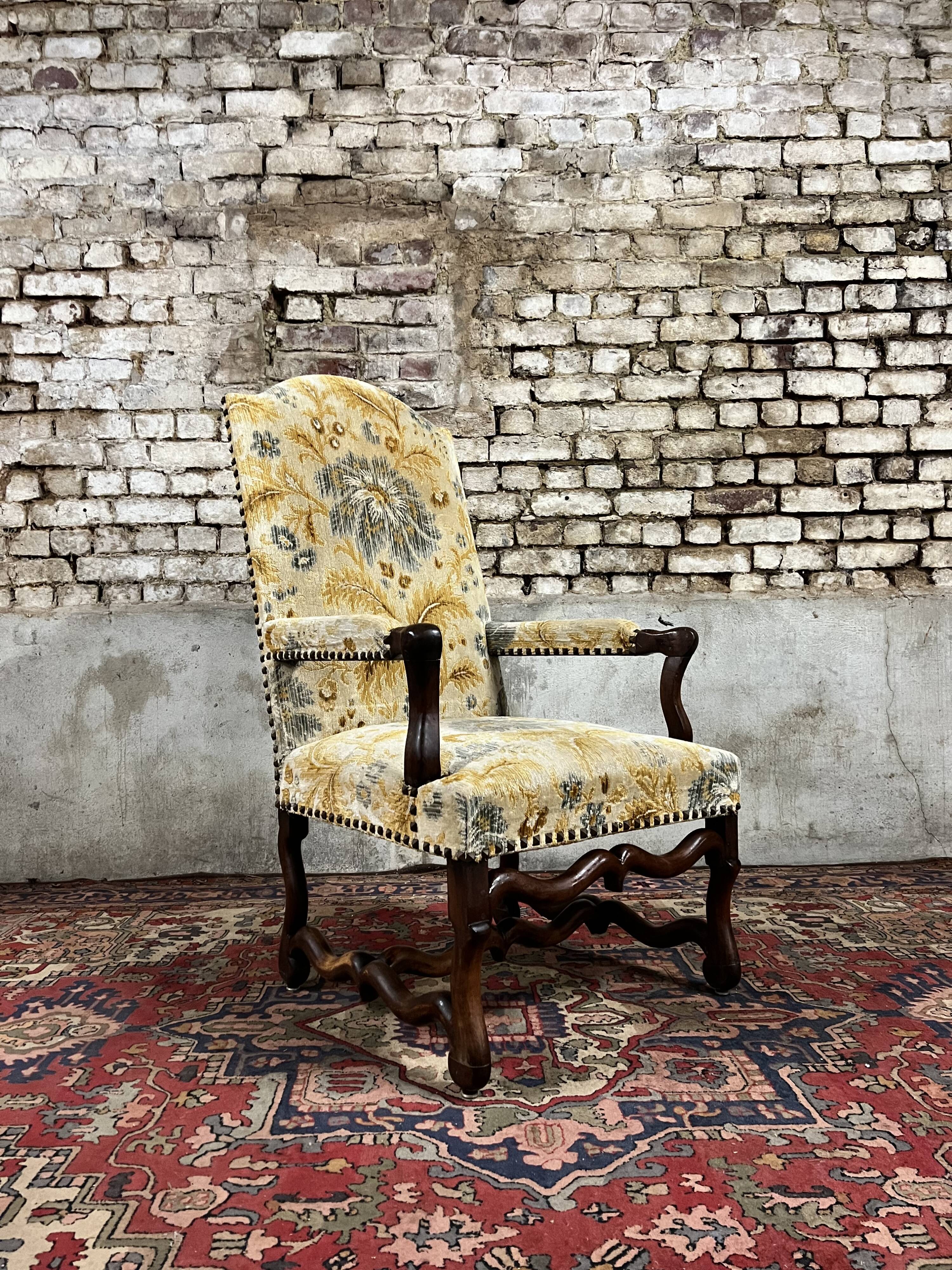 Walnut armchair from louis xiii period from the 17th century