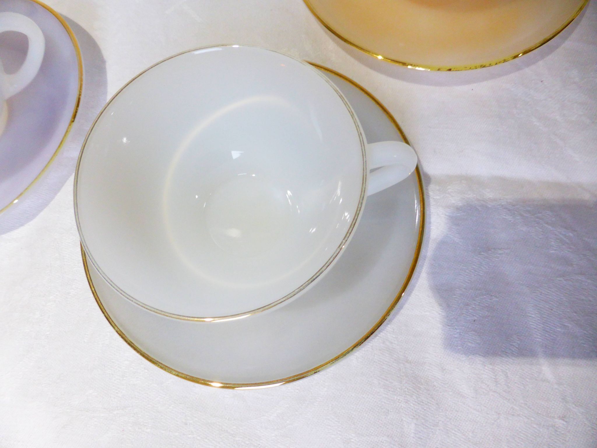3 vintage Harlequin 211291 tea or chocolate cups and saucers.