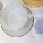 3 vintage Harlequin 211291 tea or chocolate cups and saucers.