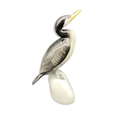Oiseau en porcelaine Hollóháza – Sculpture vintage hongroise années 60