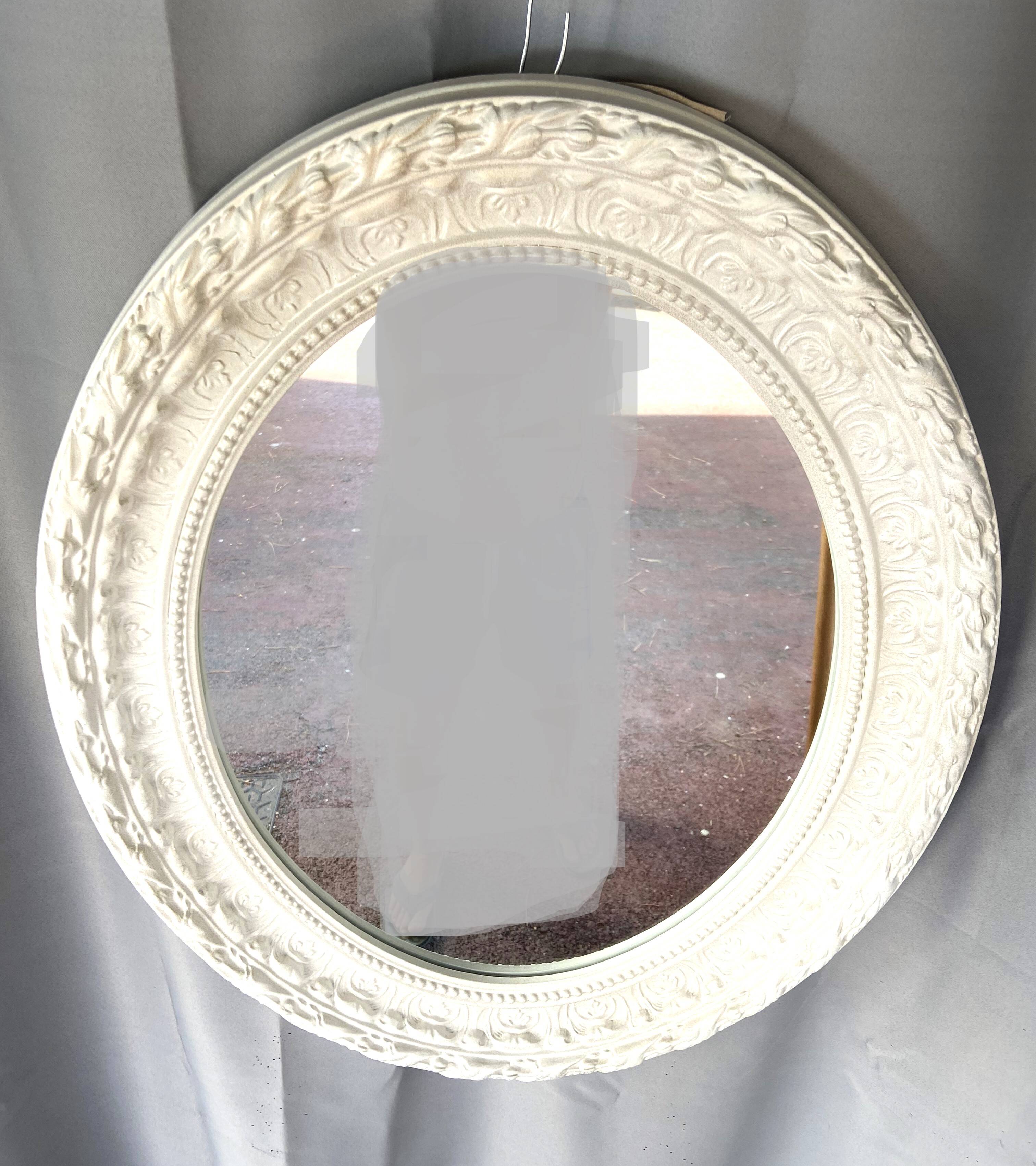 Large White Stucco Wooden Mirror Shabby Chic Baroque Decorative Art
