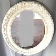Large White Stucco Wooden Mirror Shabby Chic Baroque Decorative Art